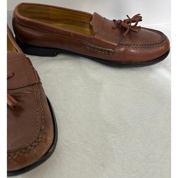 COLE HAAN Cognac Brown Tassel Loafers Men\'s 10.5 Leather Slip On Shoes main image 4